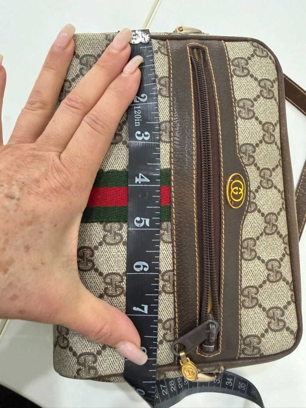 Vintage Gucci 010 378 GG Web Sherry Line Crossbody Bag